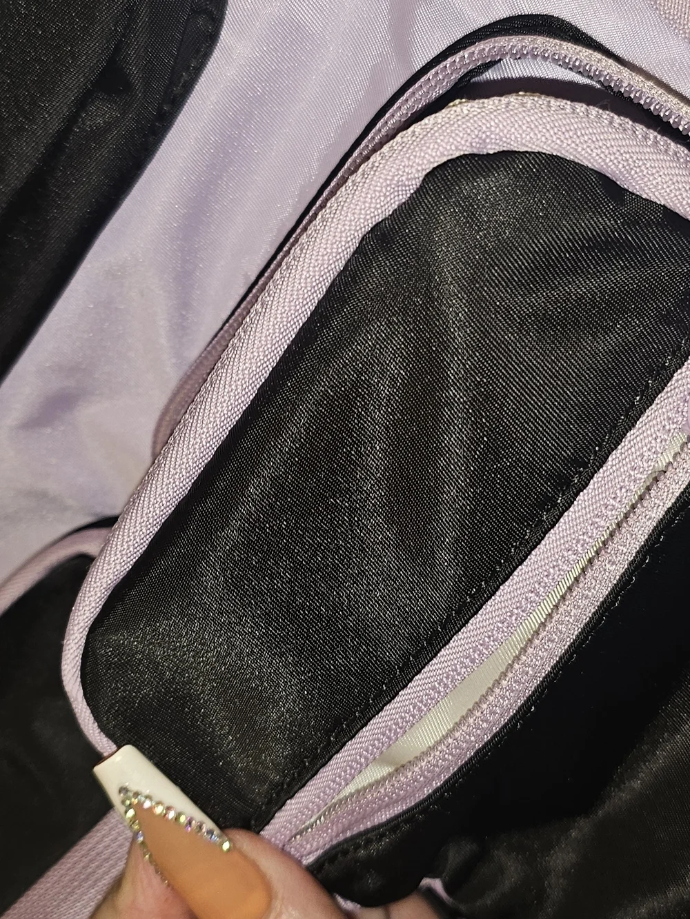 Lilac & Black Backpack Set with Cute Pom Keychain